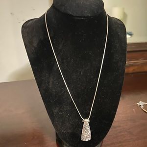 SILPADA Sterling silver hammered pendant necklace N1592 curved tie necklace